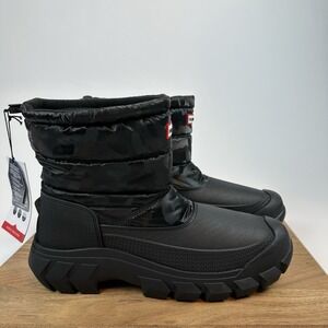 New NWOB Mens Hunter Intrepid Short Snow Boots Black Insulated Size 13 M‎